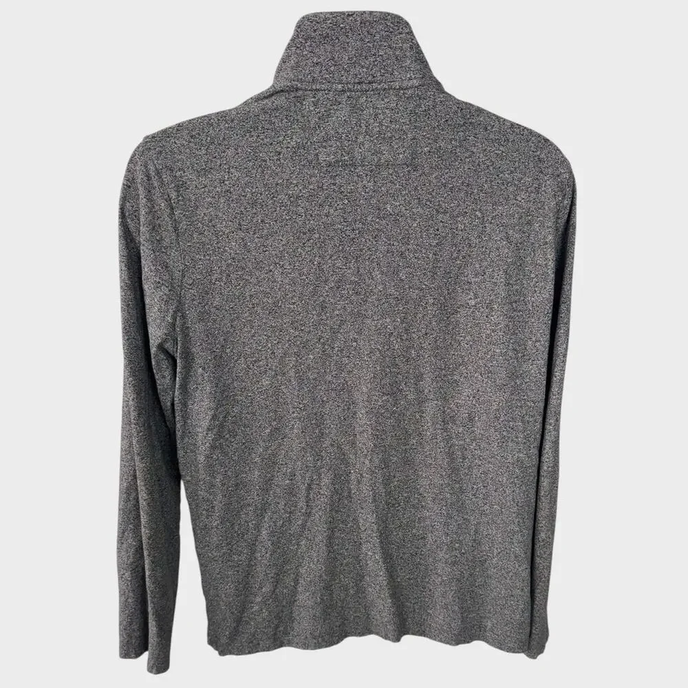 Banana Republic Luxury Touch Standard Fit Large Gray Black Quarter Zip Sweater